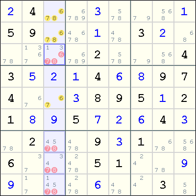 Obvious triples - Sudoku technique