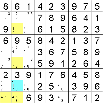 WXYZ-Wing, Sudoku solving technique,picture 4